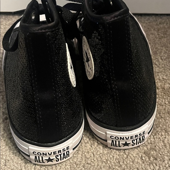 Converse High top Sequins sparkly black CTAS Chuck Taylor M4 W6 168116C sneakers - Picture 4 of 8
